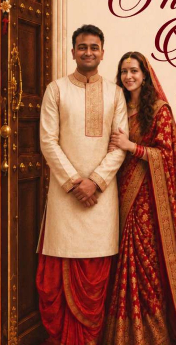 Shayon and Amanda in traditional Indian attire